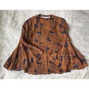& Other Stories Blue/Orange Printed Blouse